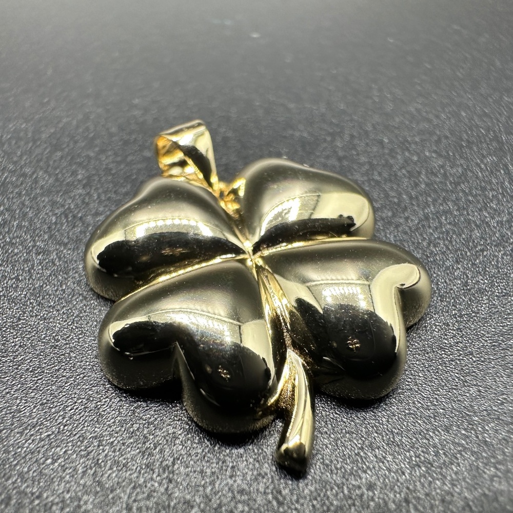 14KT GOLD OVER STERLING SILVER 925 4 LEAF CLOVER PENDANT